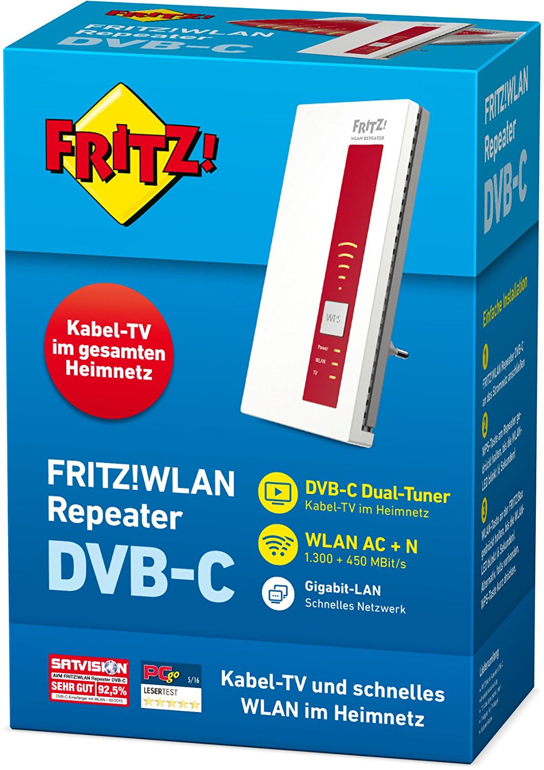AVM FRITZ!WLAN Repeater DVB-C Dual Tuner für Kabel TV Wireless Video-/Audio