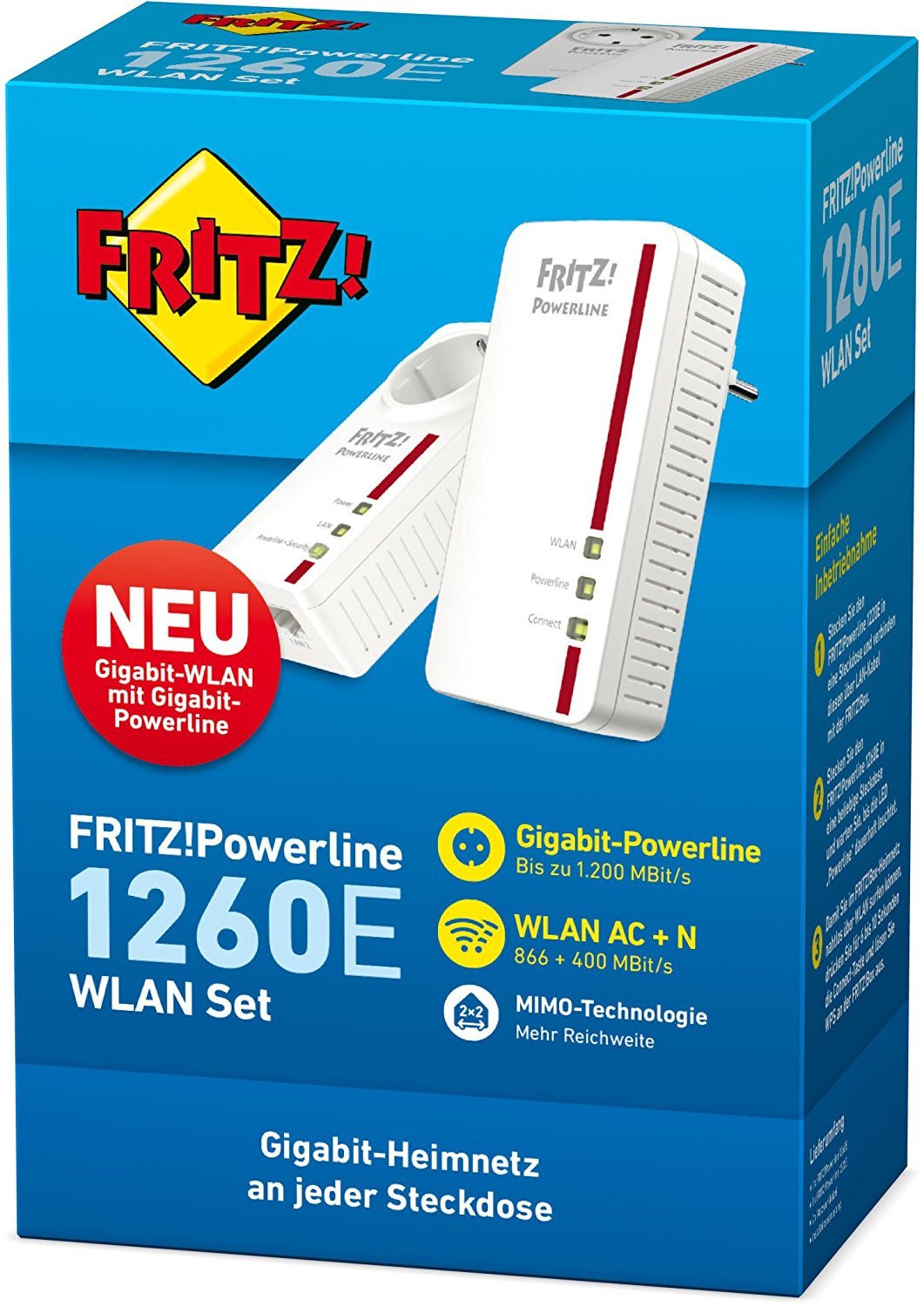 AVM FRITZ!Powerline 1260E/1220E WLAN Set - Weiß