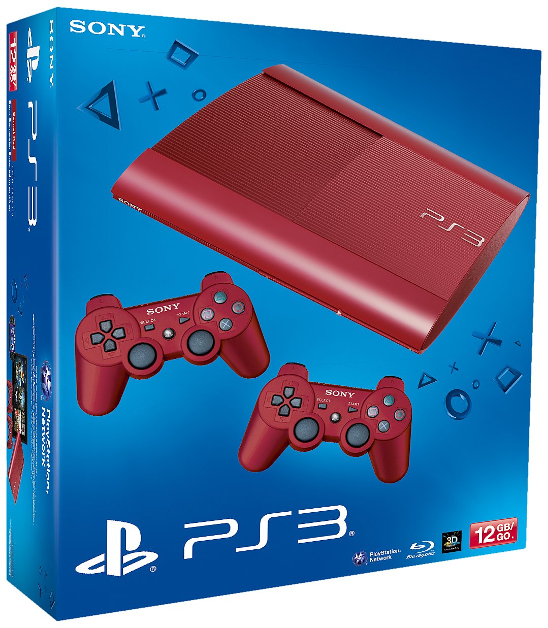 PS3 Konsole Super Slim 12GB (inkl. 2x Controller) - Rot