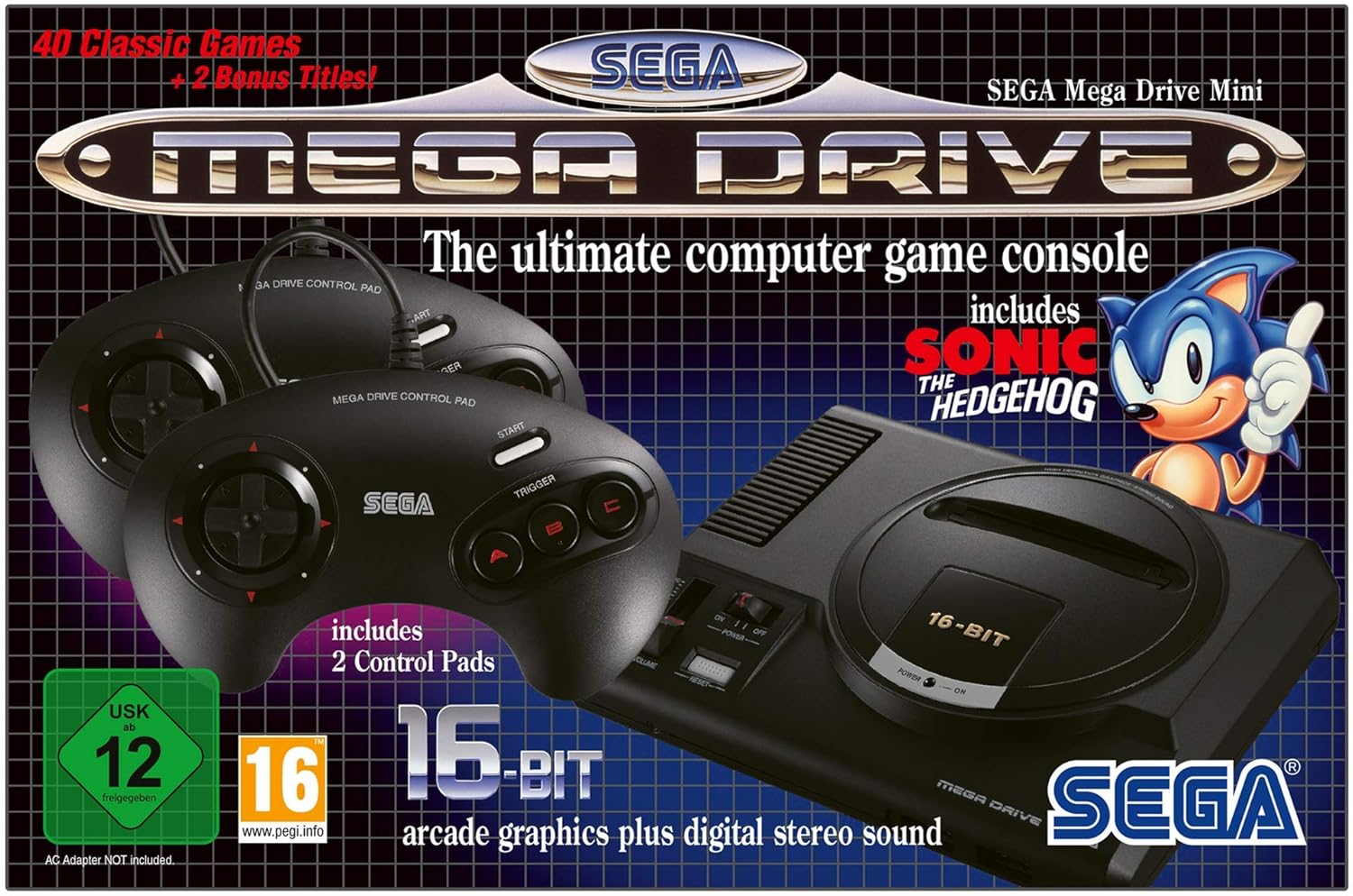 SEGA Mega Drive Mini Konsole - Schwarz