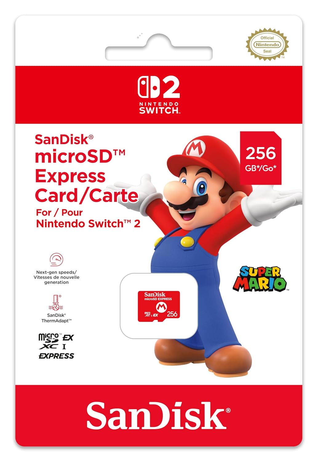 SanDisk Express microSD Card (256GB) Mario Design
